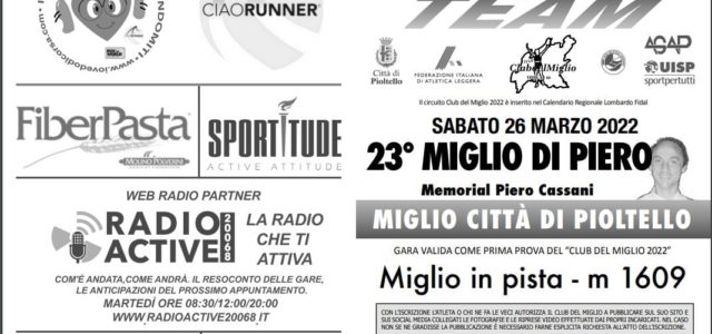 PROGRAMMA Ore 14.00 Ritrovo Giuria e Concorrenti Giovanili Ore 15.00 Ritrovo e distibuzione pettorali Assoluti e Master Inizio settore Giovanile: Esordienti mt. 400 e Vortex a seguire mt. 1000 Ragazzi/e […]